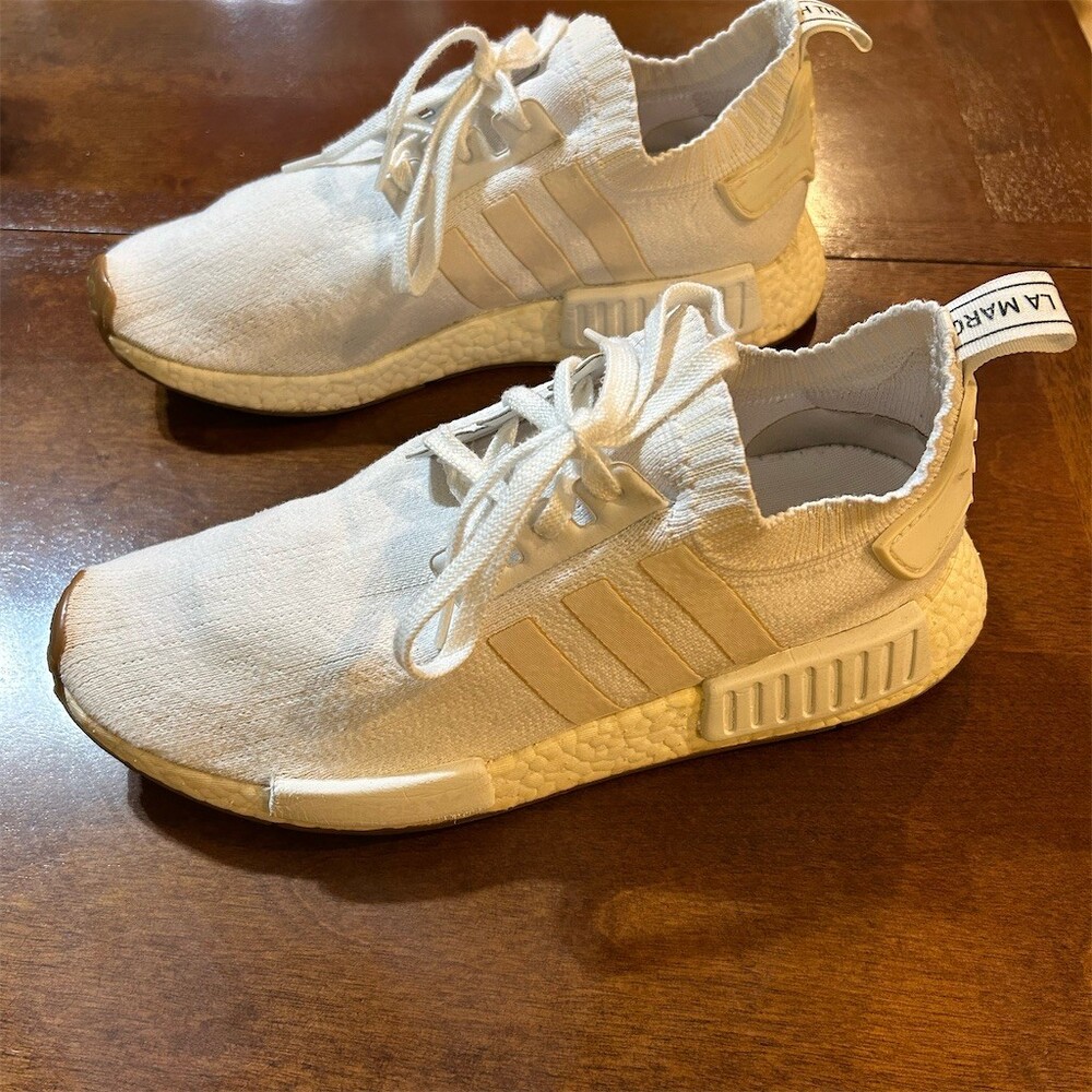 Adidas NMD_R1 Sneakers Men's Size 9.5 Triple White Japan Gum Sole